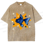 Unisex Star Fish Printed Washed Tee
