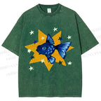 Unisex Star Fish Printed Washed Tee