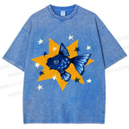 Unisex Star Fish Printed Washed Tee