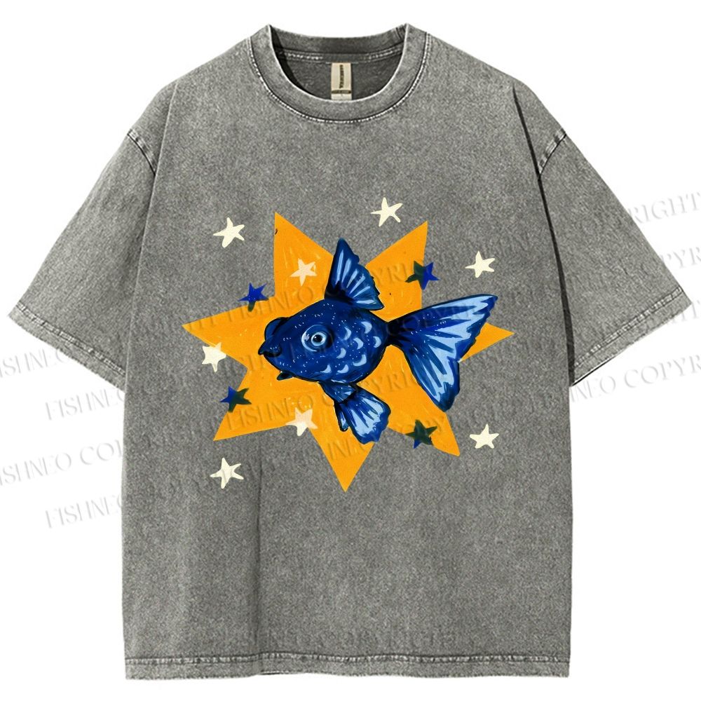 Unisex Star Fish Printed Washed Tee