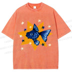 Unisex Star Fish Printed Washed Tee