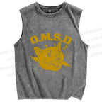 Unisex Shouting Cat Printed Washed Tank Top