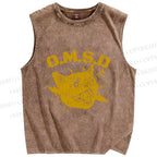 Unisex Shouting Cat Printed Washed Tank Top