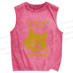 Unisex No Heaven No Hell Just Cat Printed Washed Tank Top