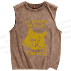 Unisex No Heaven No Hell Just Cat Printed Washed Tank Top