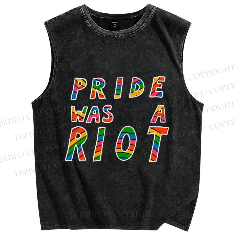 Unisex Pride Was A Riot Printed Washed Tank Top