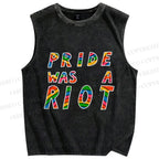 Unisex Pride Was A Riot Printed Washed Tank Top