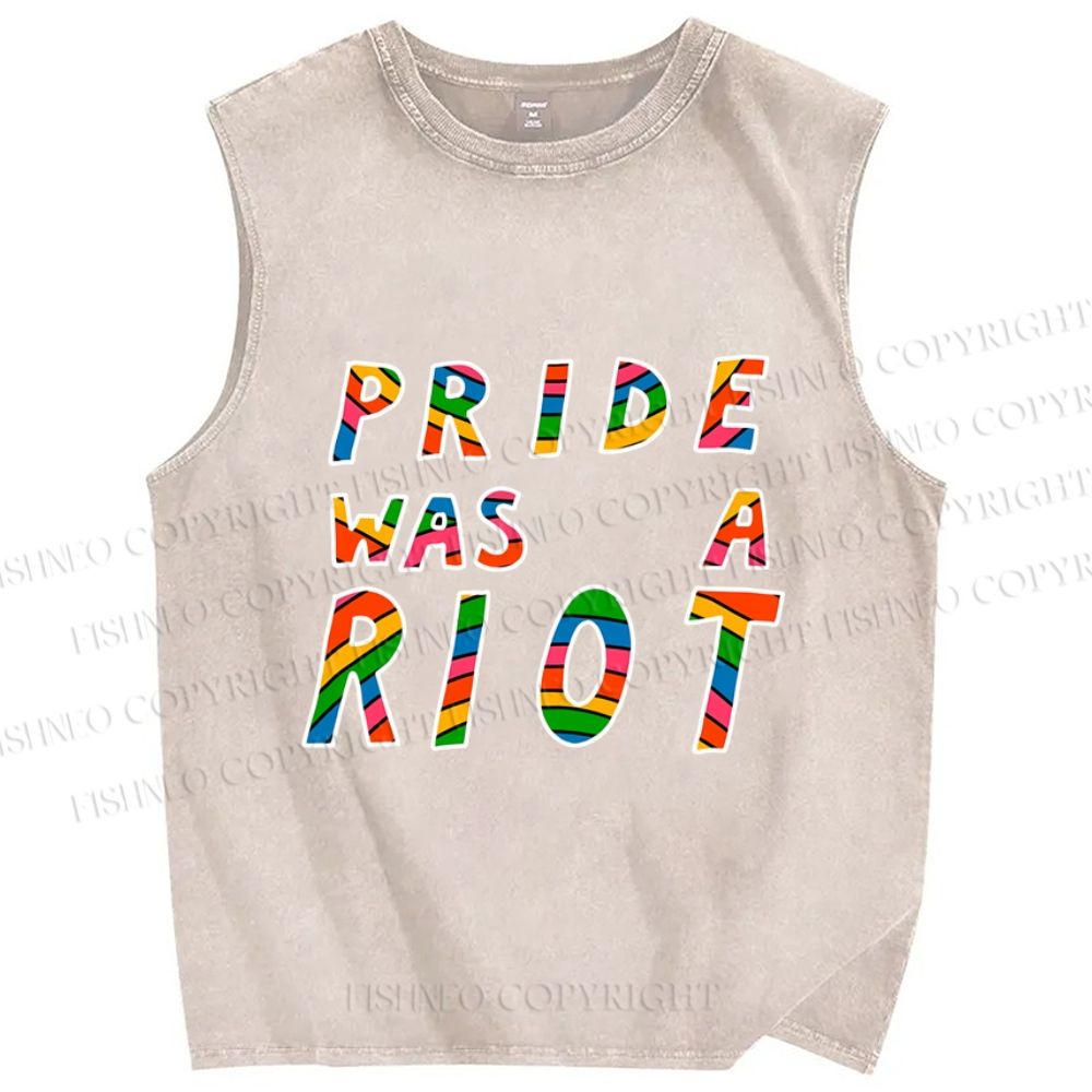 Unisex Pride Was A Riot Printed Washed Tank Top