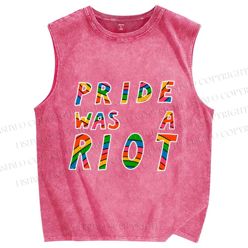 Unisex Pride Was A Riot Printed Washed Tank Top