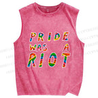 Unisex Pride Was A Riot Printed Washed Tank Top