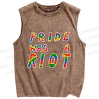 Unisex Pride Was A Riot Printed Washed Tank Top