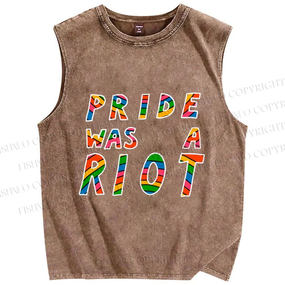 Unisex Pride Was A Riot Printed Washed Tank Top
