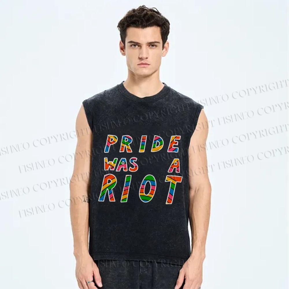 Unisex Pride Was A Riot Printed Washed Tank Top
