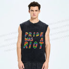 Unisex Pride Was A Riot Printed Washed Tank Top