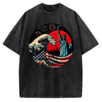 Independence Day And Waves Vintage Washed T-shirt