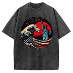 Independence Day And Waves Vintage Washed T-shirt