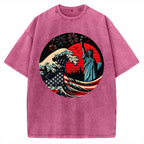 Independence Day And Waves Vintage Washed T-shirt