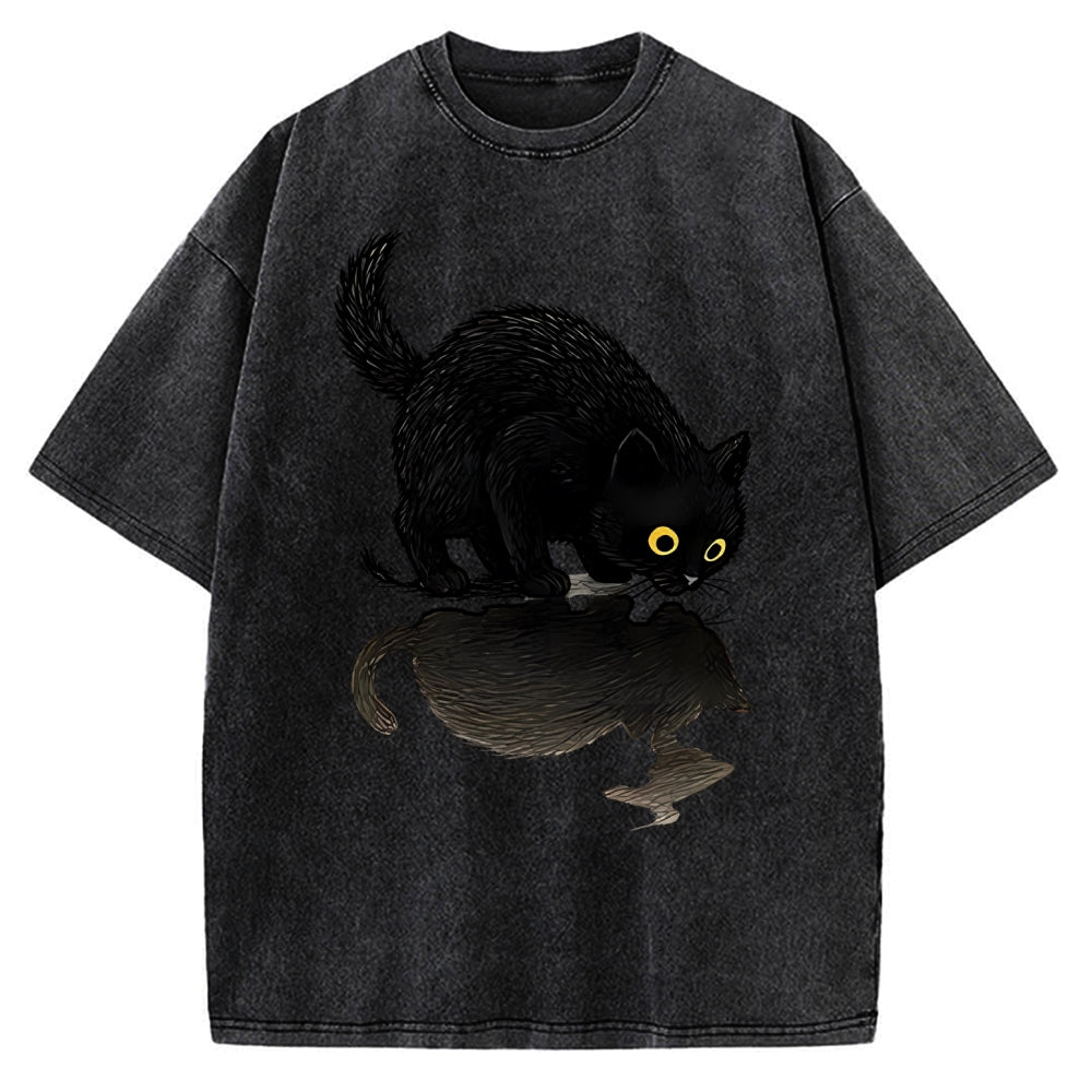 Cat Drinking Water Vintage Washed T-shirt