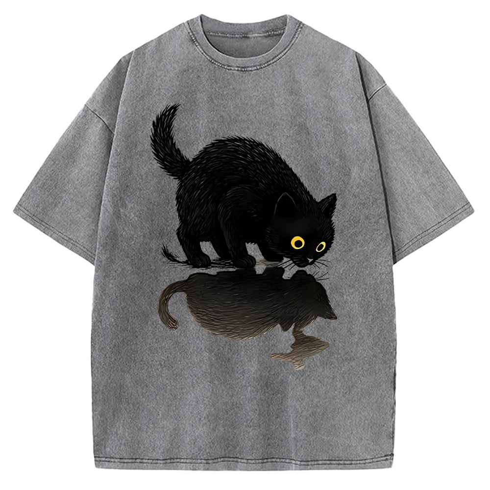 Cat Drinking Water Vintage Washed T-shirt