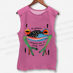 Unisex Be Yourself Frog Printed Washed Tank Top