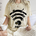 Unisex Cat WiFi Printed Washed Tee