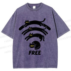 Unisex Cat WiFi Printed Washed Tee