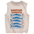 Unisex Sardines Sheet Music Printed Washed Tank Top