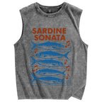 Unisex Sardines Sheet Music Printed Washed Tank Top