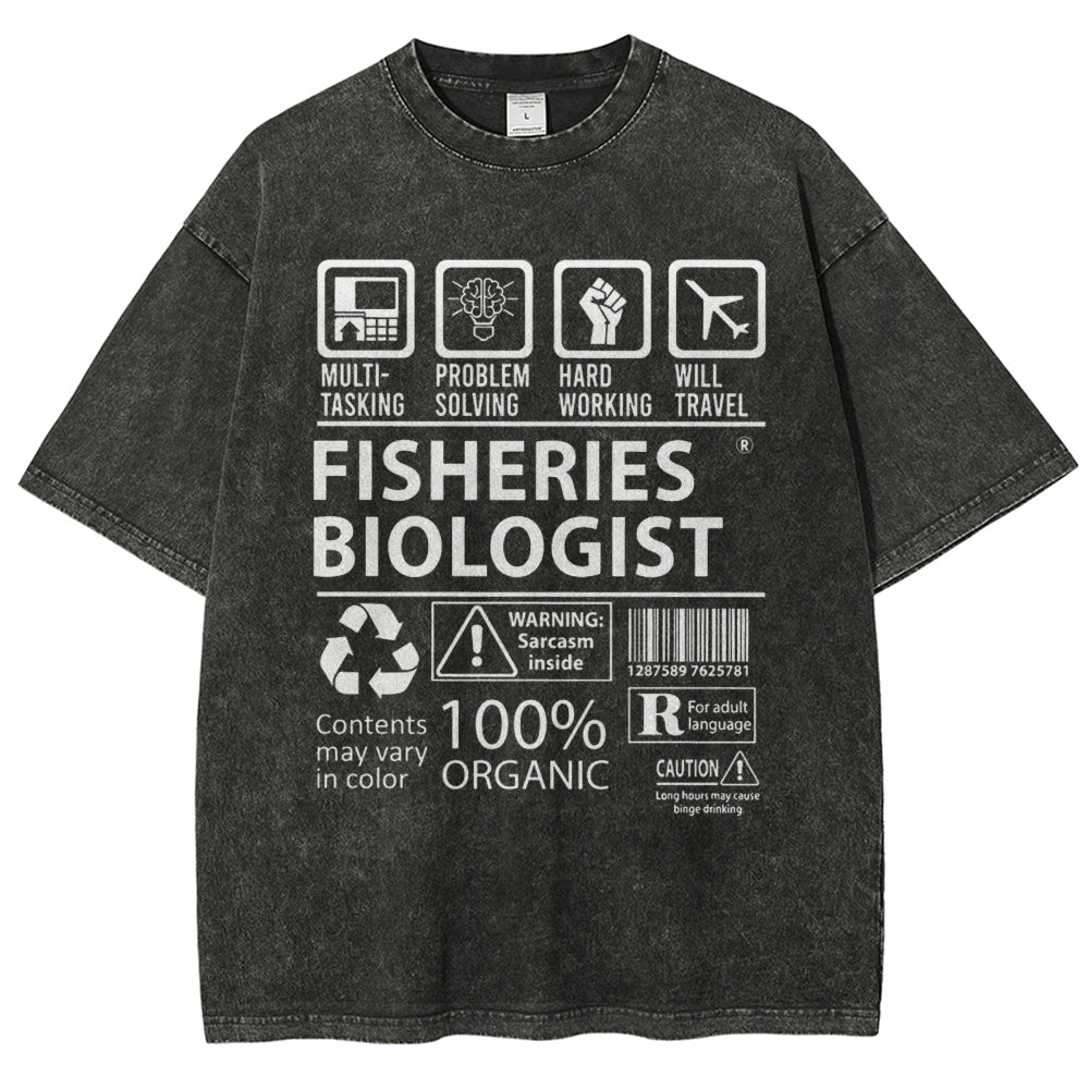 Unisex Fisheries Biologist Printed Washed Tee