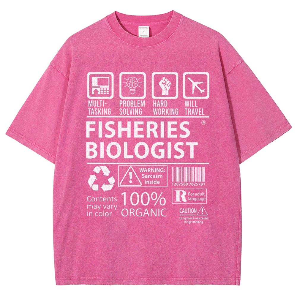 Unisex Fisheries Biologist Printed Washed Tee