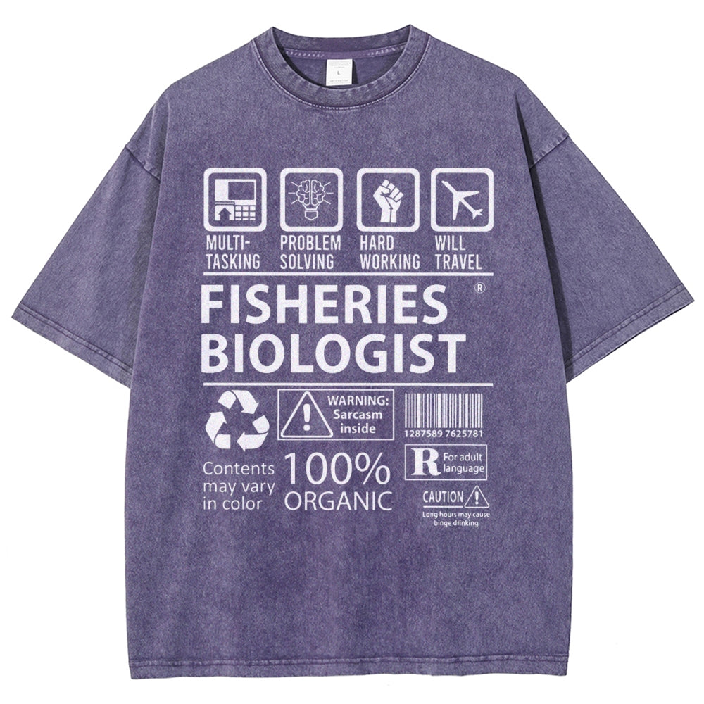 Unisex Fisheries Biologist Printed Washed Tee
