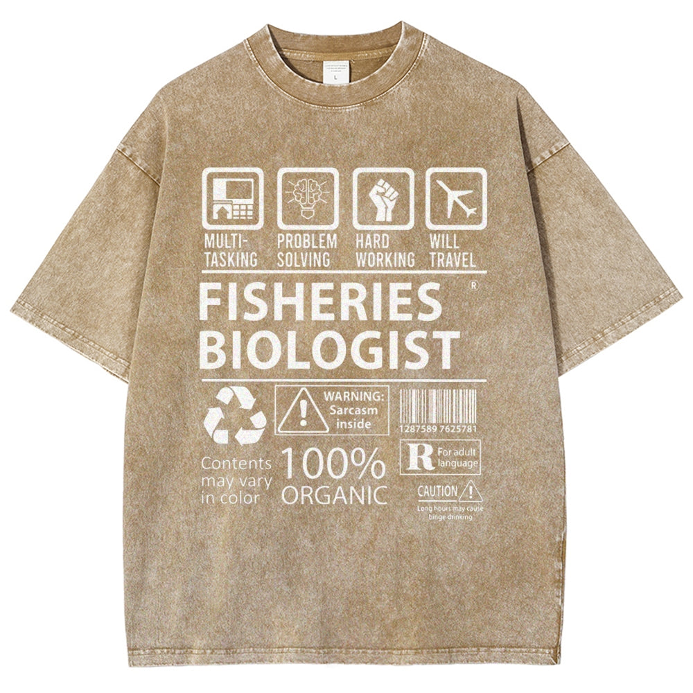 Unisex Fisheries Biologist Printed Washed Tee