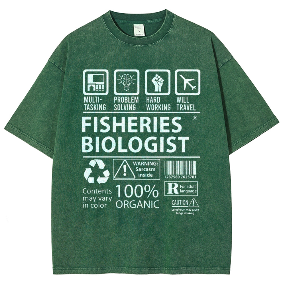 Unisex Fisheries Biologist Printed Washed Tee