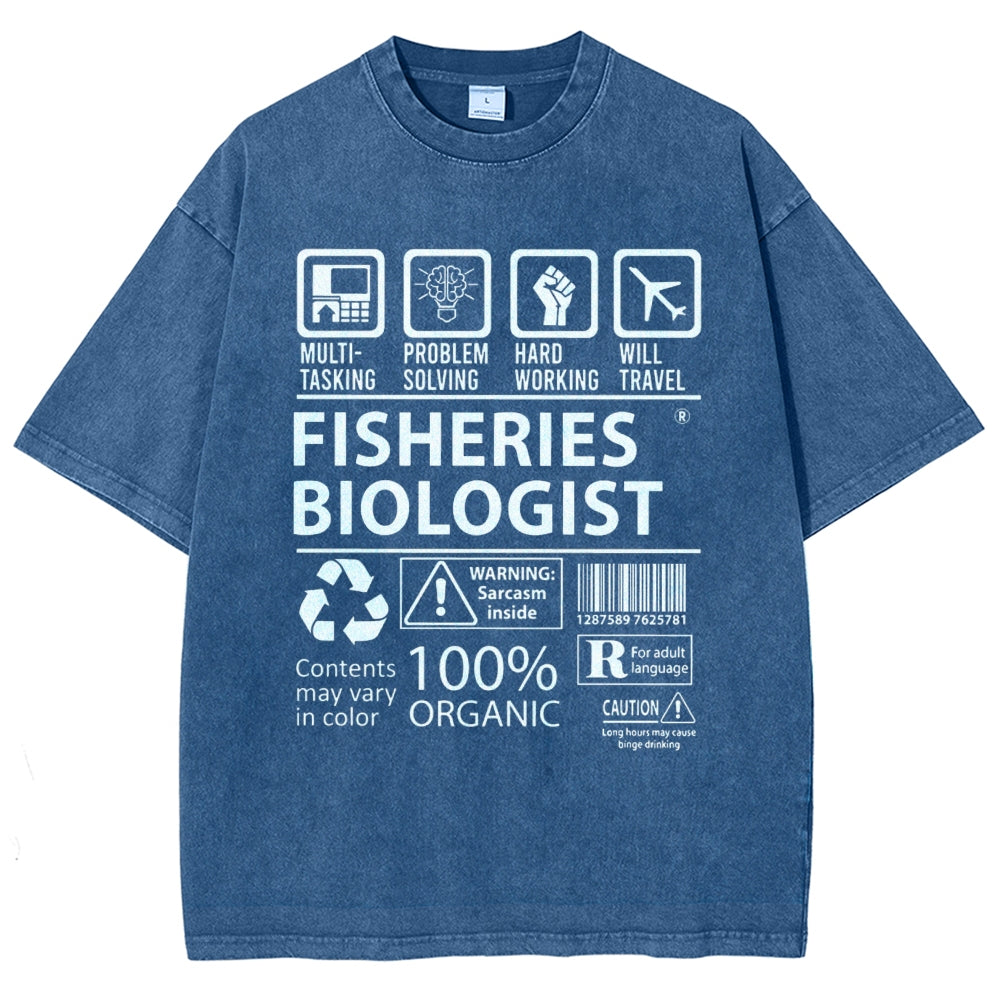 Unisex Fisheries Biologist Printed Washed Tee