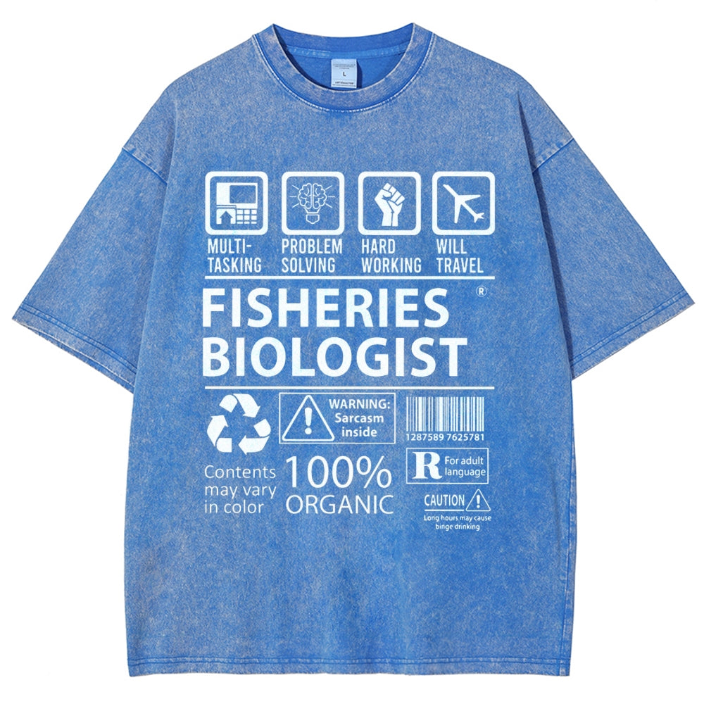 Unisex Fisheries Biologist Printed Washed Tee