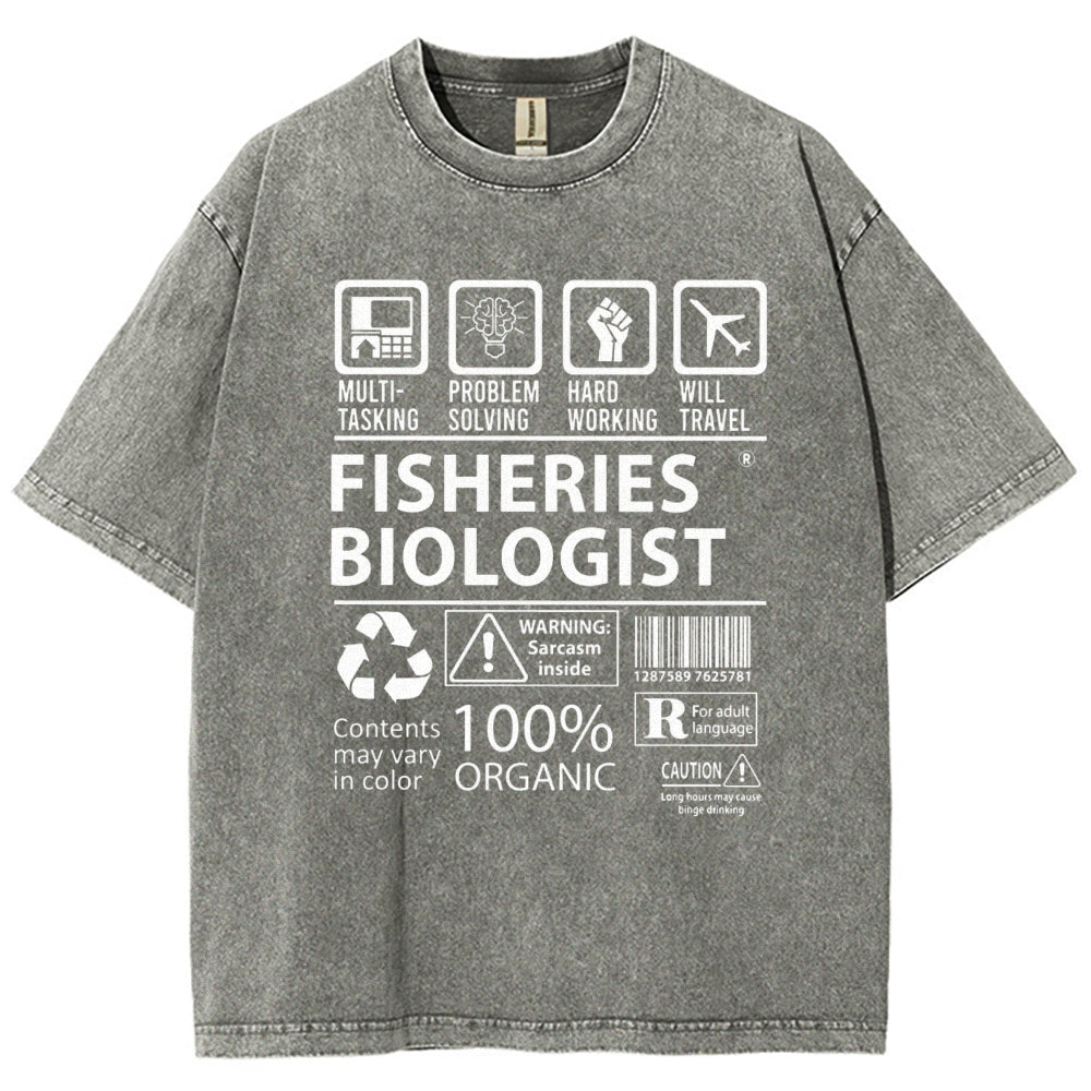 Unisex Fisheries Biologist Printed Washed Tee