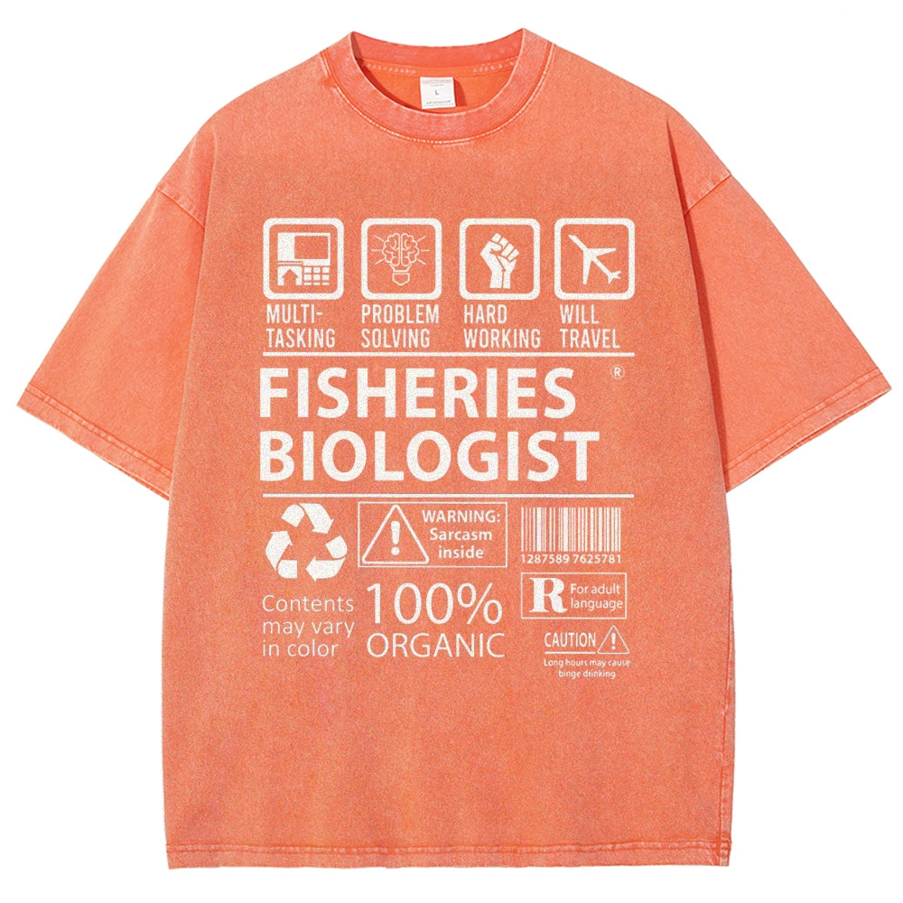 Unisex Fisheries Biologist Printed Washed Tee