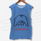 Unisex Tomorrow Funny Bear Printed Washed Tank Top