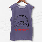 Unisex Tomorrow Funny Bear Printed Washed Tank Top