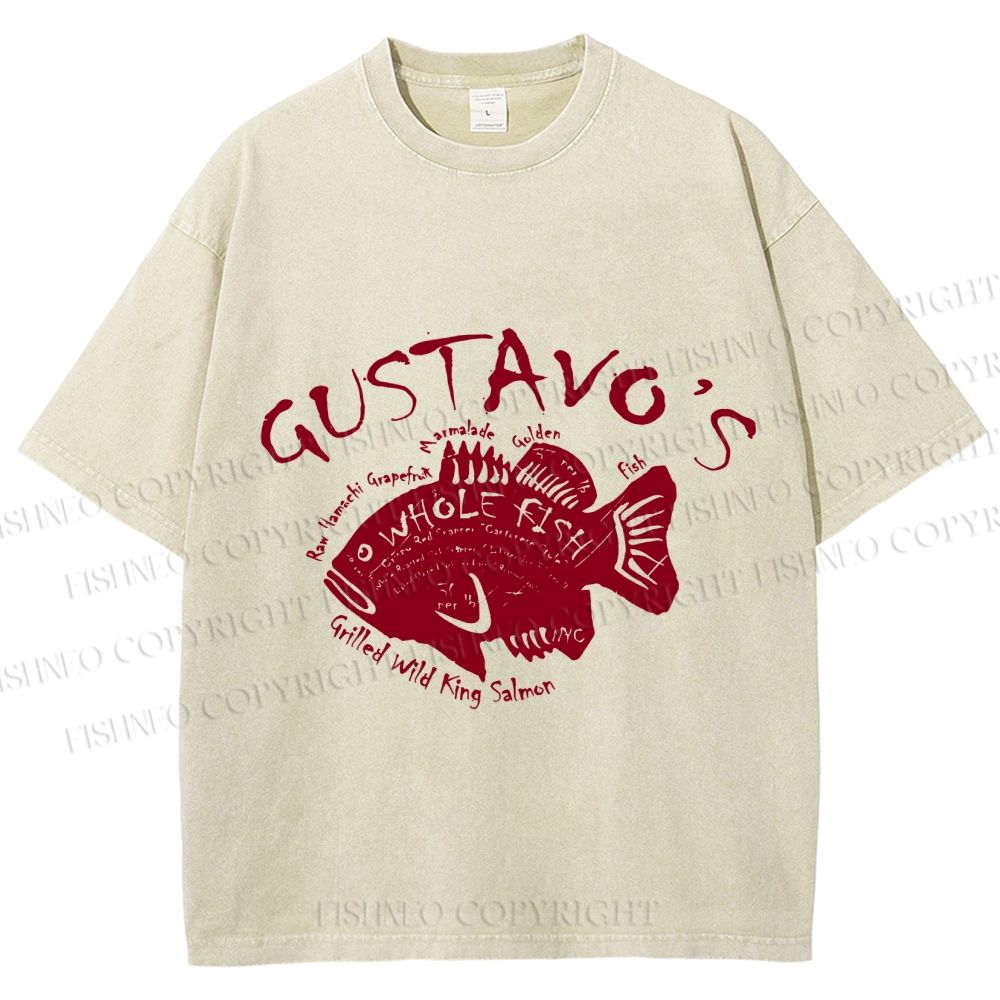 Unisex Gustavo’s Vintage Fish Printed Washed Tee