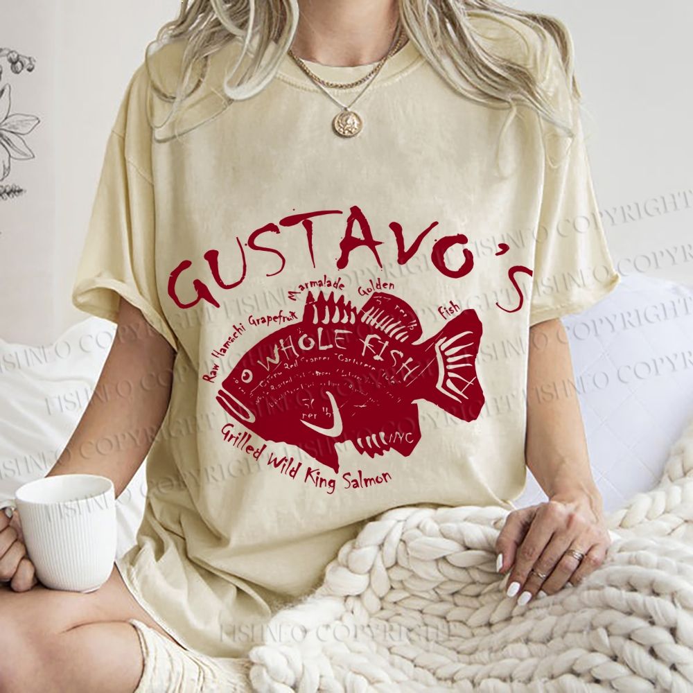 Unisex Gustavo’s Vintage Fish Printed Washed Tee