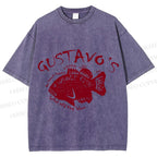 Unisex Gustavo’s Vintage Fish Printed Washed Tee