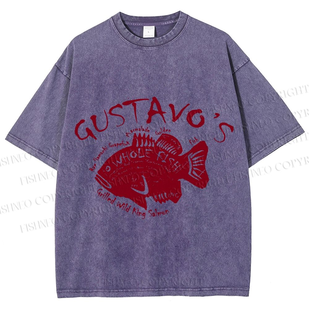 Unisex Gustavo’s Vintage Fish Printed Washed Tee
