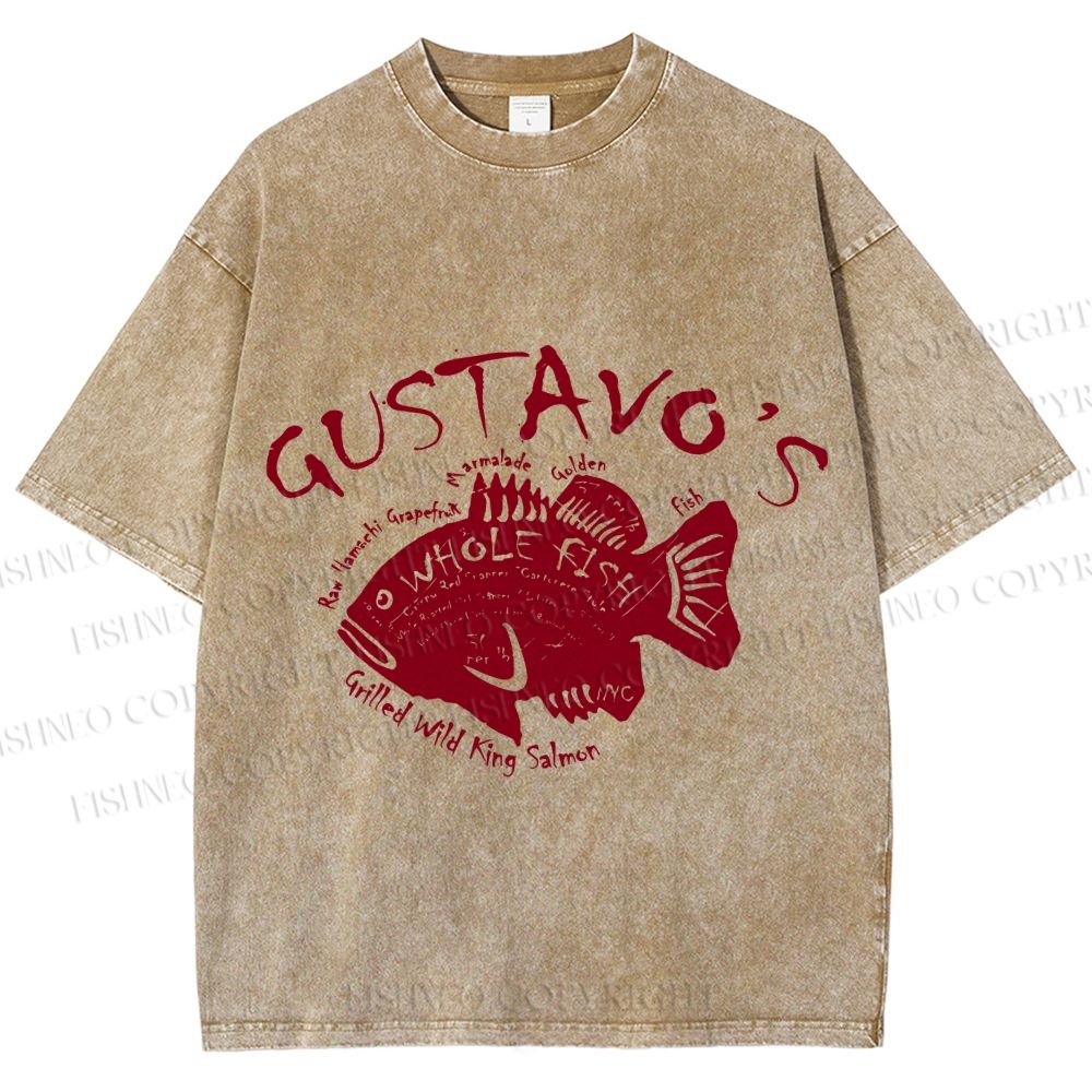 Unisex Gustavo’s Vintage Fish Printed Washed Tee