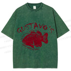 Unisex Gustavo’s Vintage Fish Printed Washed Tee