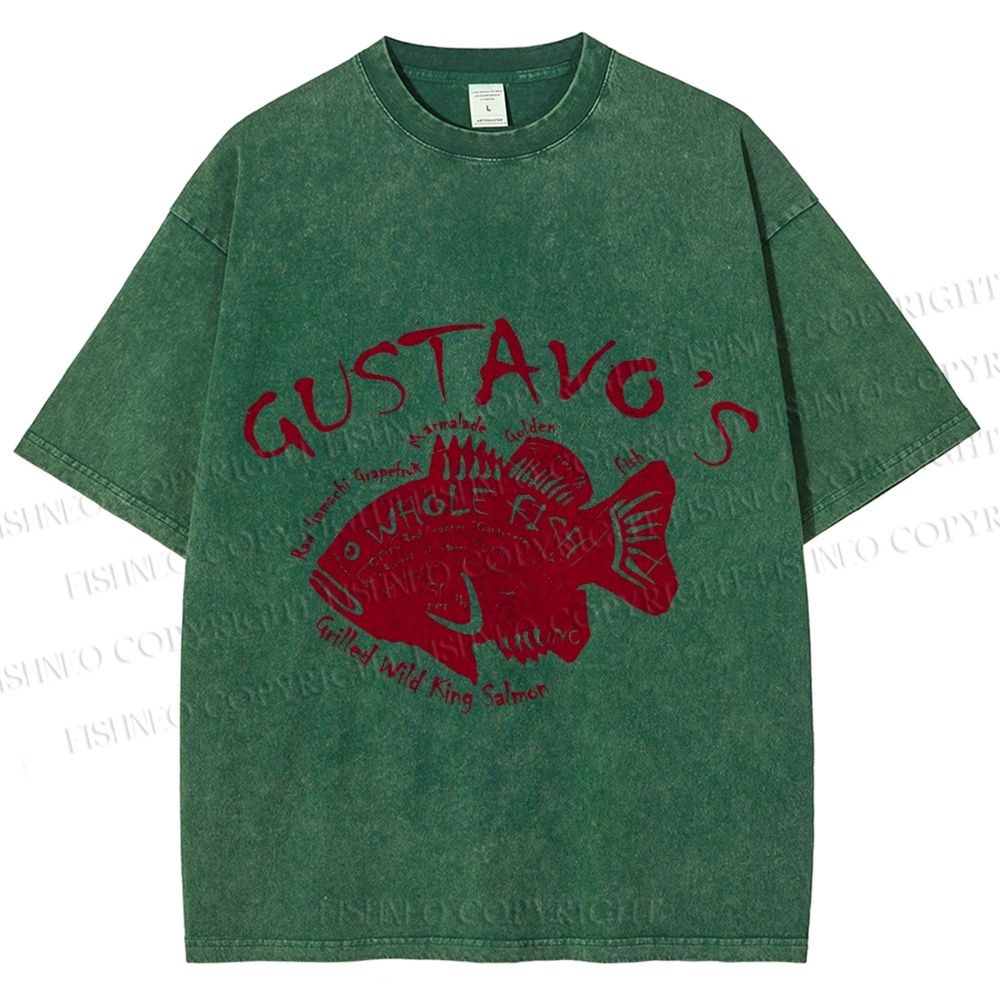 Unisex Gustavo’s Vintage Fish Printed Washed Tee