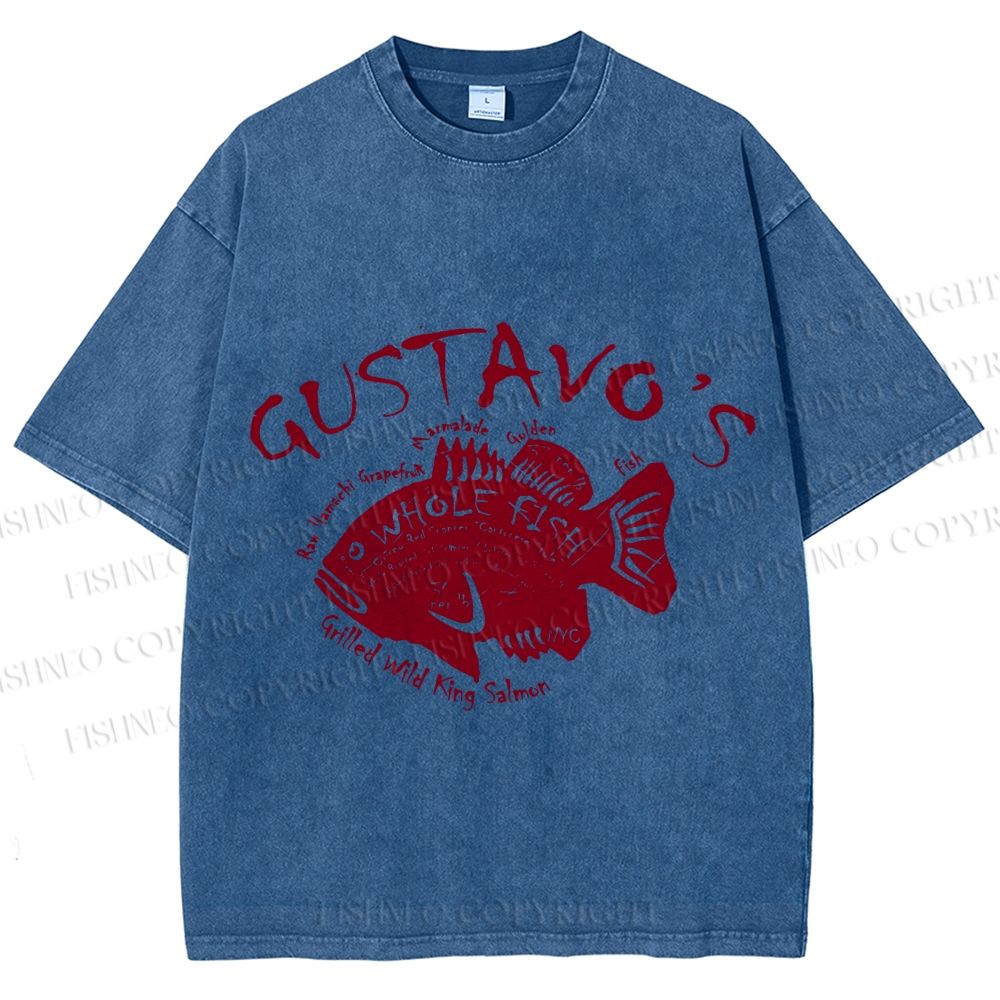 Unisex Gustavo’s Vintage Fish Printed Washed Tee