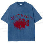 Unisex Gustavo’s Vintage Fish Printed Washed Tee