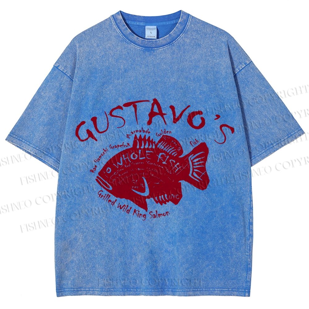 Unisex Gustavo’s Vintage Fish Printed Washed Tee