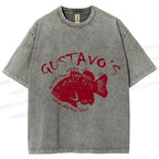 Unisex Gustavo’s Vintage Fish Printed Washed Tee